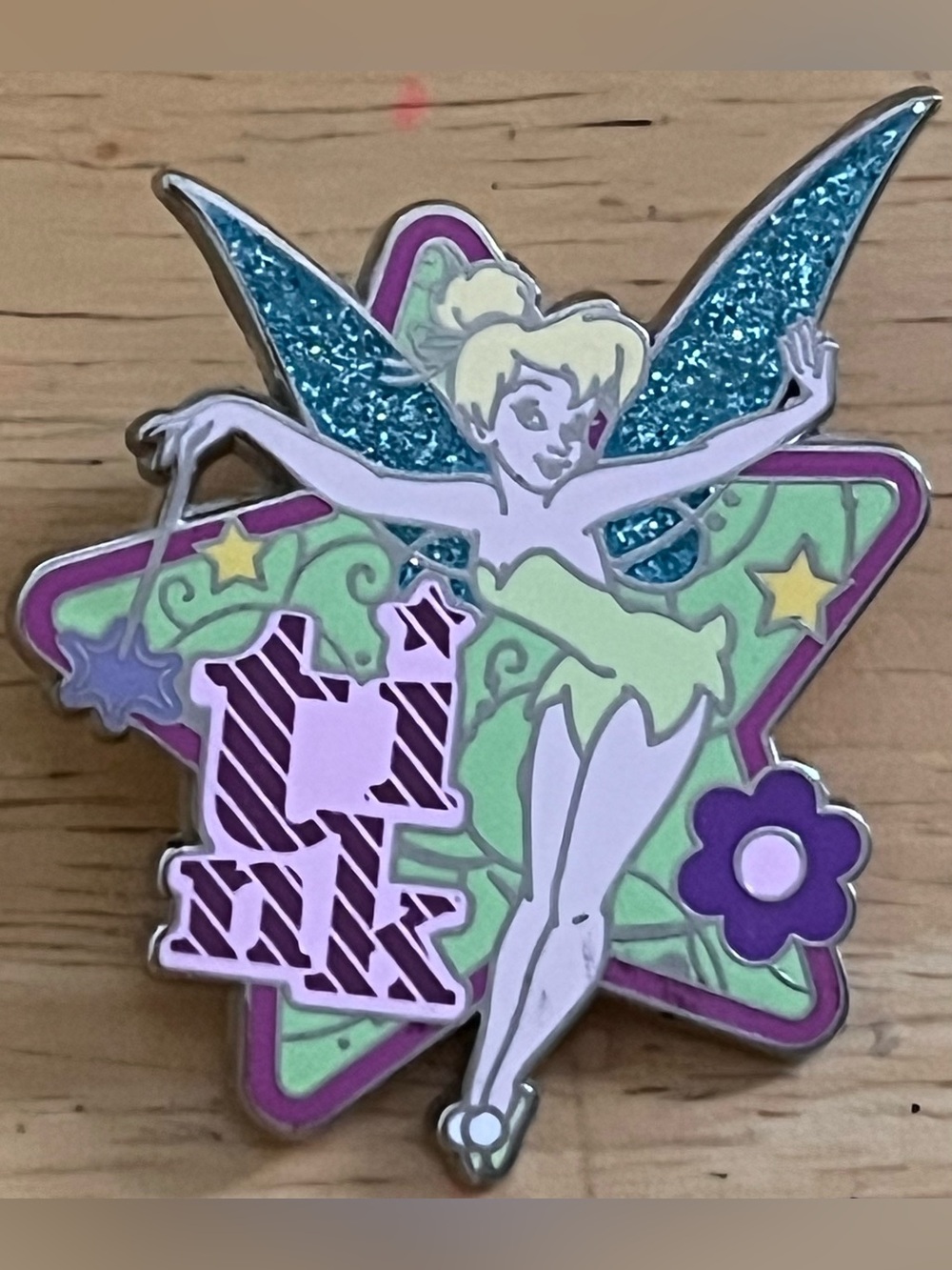 Disney Silver Tinker Bell Enamel Pin Back